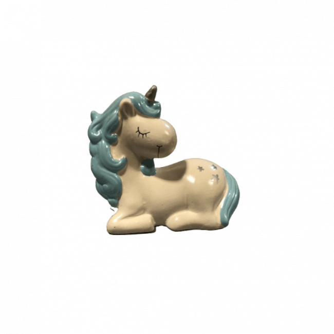 Unicornio de Porcelana Azul Bebê