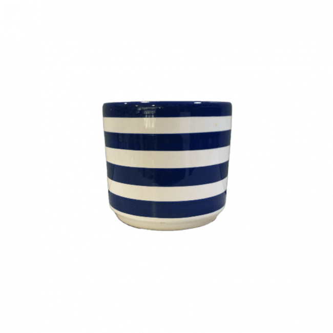 Vaso Silveira  Listrado Branco e Azul Escuro