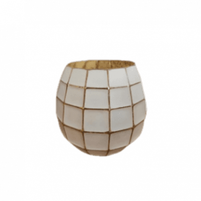 Vaso grid branoc e dourado