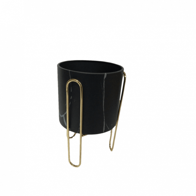 Vaso Preto com Dourado P