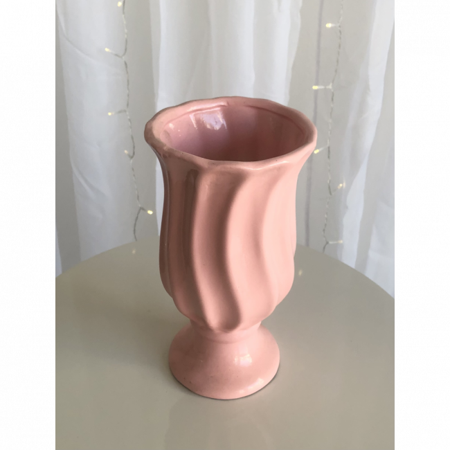 Vaso cerâmica torcido rosa