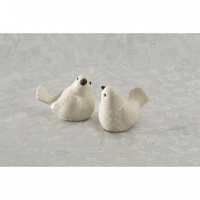 Duo de pássaros Branco decorativo / Topinho