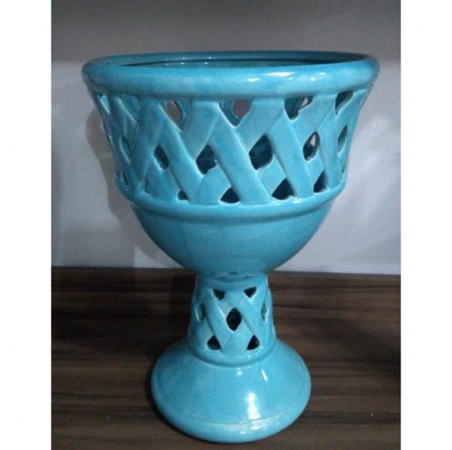 VASO AZUL TRELIÇADO A32CM L24CM