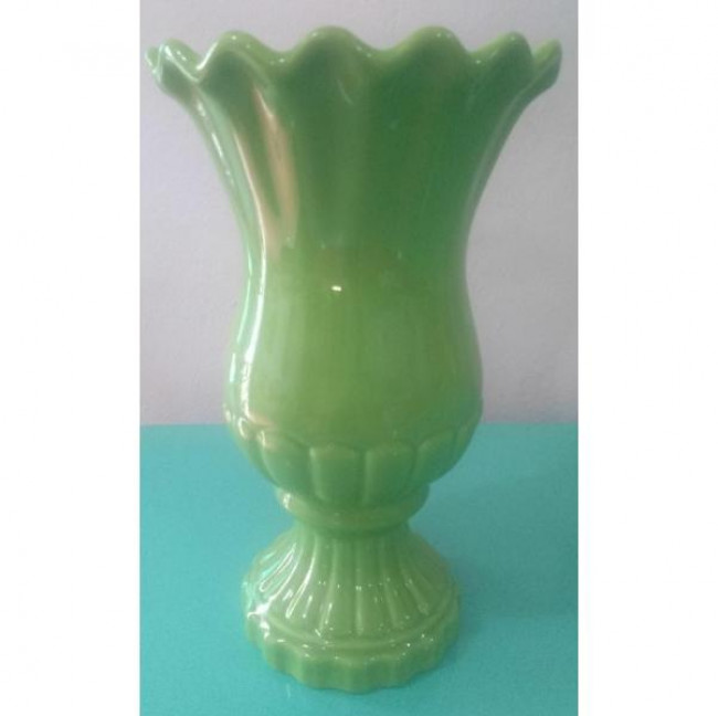 VASO VERDE CLARO BORDA ONDULADA A36CM L21CM