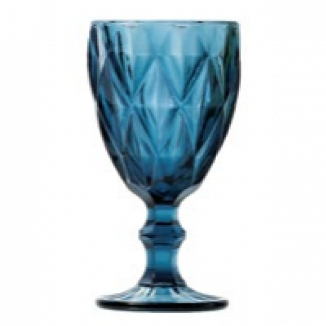 TAÇA VIDRO DIAMOND AZUL