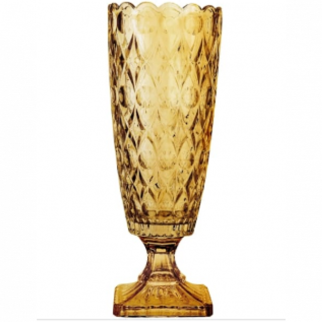 VASO COM PÉ CRISTAL ÂMBAR