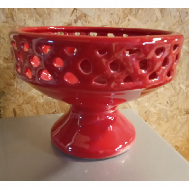 VASO VERMELHO TRELIÇADO ALT 17 cm