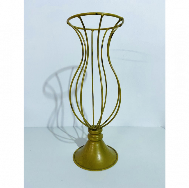 VASO FERRO ABERTO P/ FLORES DOURADO 45CM ALTURA