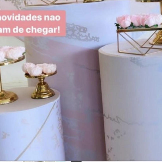 Trio Capas Cilindros Rosa e Dourado