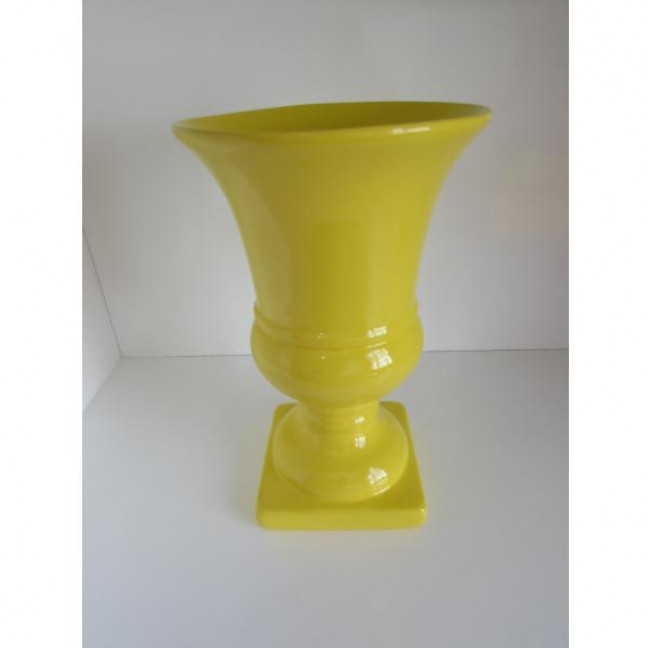 VASO TAÇA CERÂMICA AMARELO