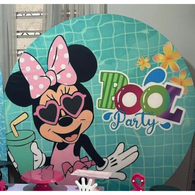 CAPA PAINEL REDONDO 1,60 MINNIE POOL PARTY