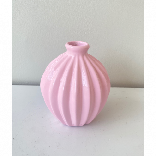 VASO FRISADO CERÂMICA ROSA BEBÊ