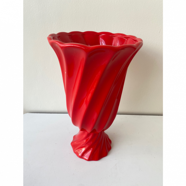 VASO ONDULADO CERÂMICA VERMELHO