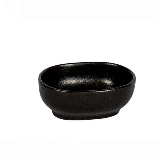 BOWL OVAL DE CERAMICA PRETO 10X7CM