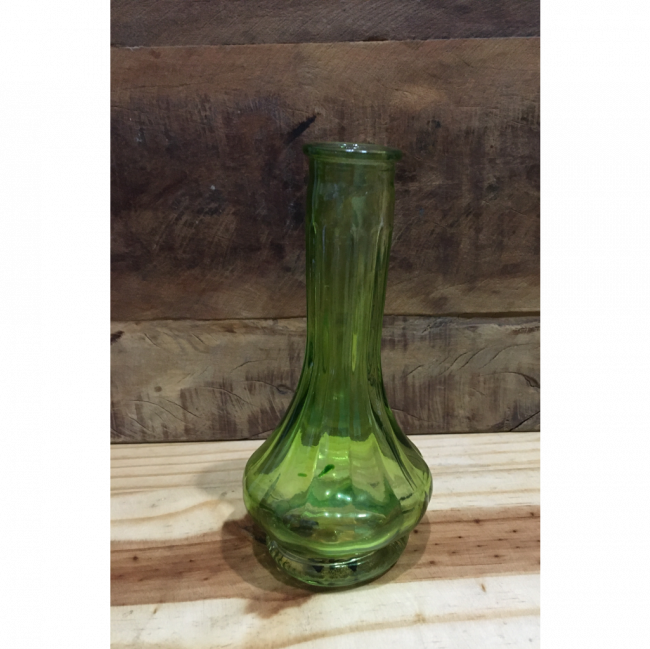 vaso vidro verde 15cm pescoco fino
