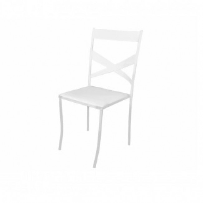 Cadeira Polly em aço na cor branca, assento branco