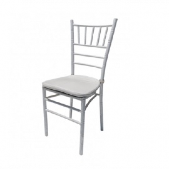 Cadeira Tiffany aço branca, assento branco