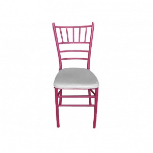 Cadeira Tiffany aço Pink, assento branco