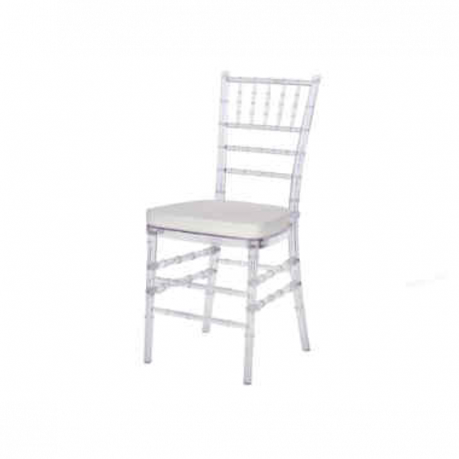 Cadeira Tiffany cristal, assento branco