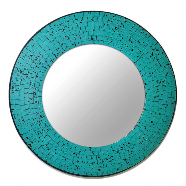Espelho Red Moldura Mosaico Azul Tiffany 80cm