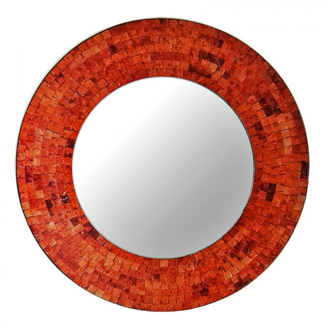 Espelho Red Moldura Mosaico Coral 80cm