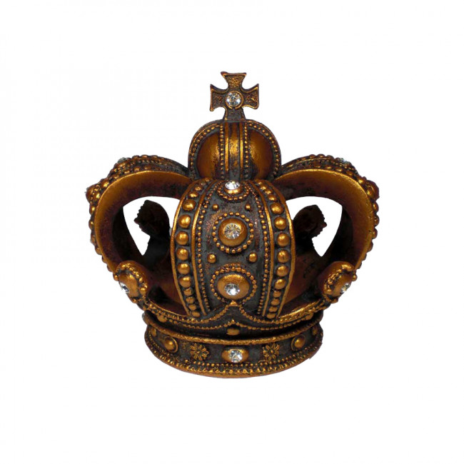 Coroa Resina Dourada Realeza C/ Cristais 17cm