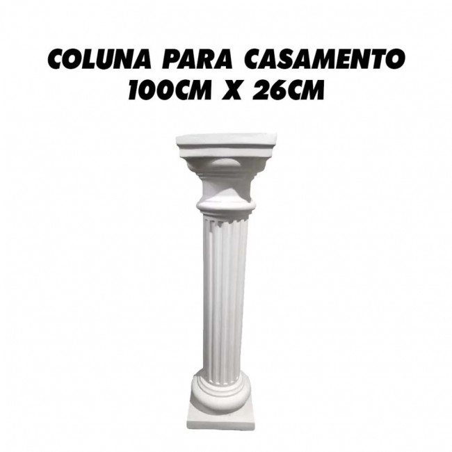 Coluna Branca casamento canelada 100cm x 26cm