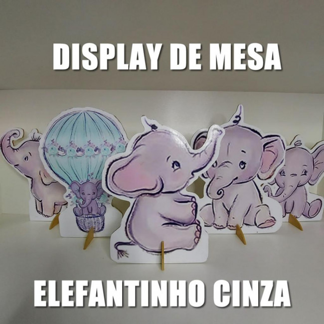 Display de mesa elefantinho cinza (5 peças)