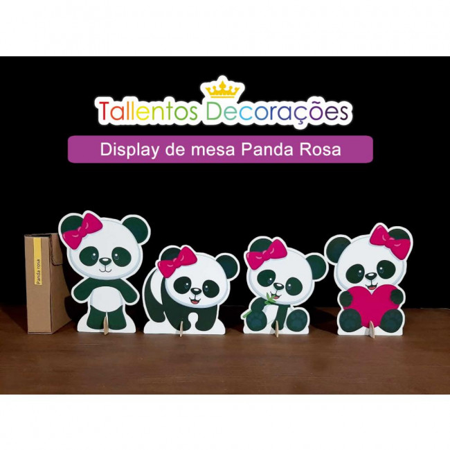 Display de mesa Panda Rosa - 4 peças