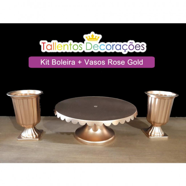 Kit boleira + vasos  rose gold