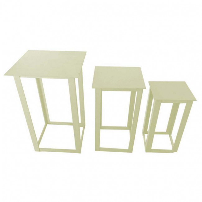 Trio de mesas vazada quadrada (Branca0