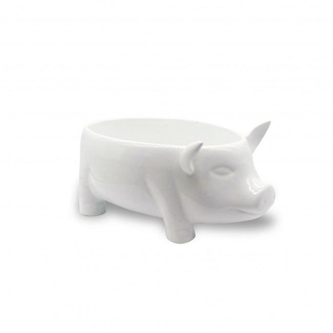 Porco em cerâmica branca - Travessa funda