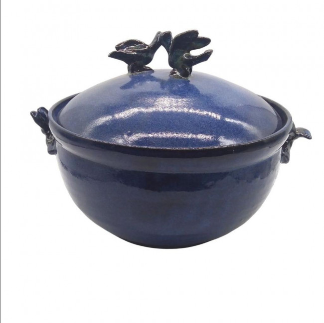 Cerâmica Serra Capivara- Sopeira azul com gavião