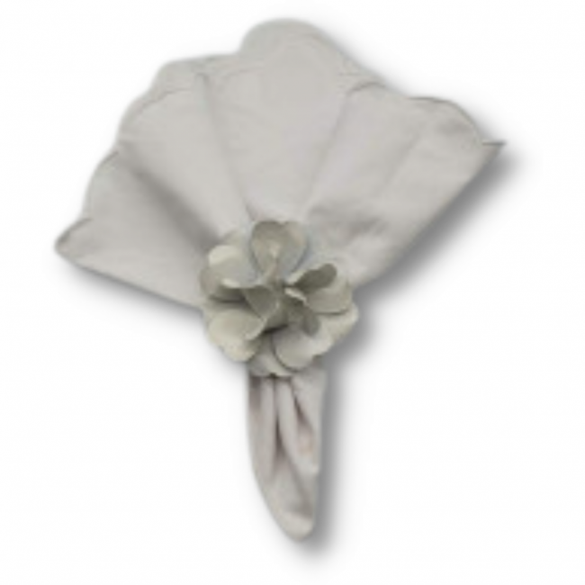 Porta guardanapo (individual) flor metal branco