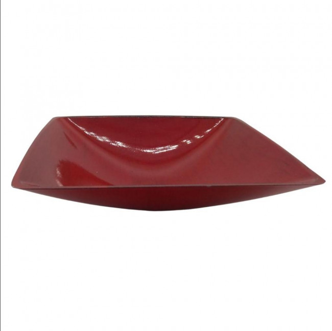 Prato melamina quadrado borda alta vermelho médio (23,5x6,5cm)