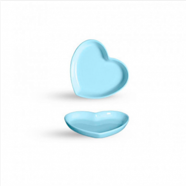 Bandeja Coração Azul Candy Color Louça P (16Cx17,5L2,5A)