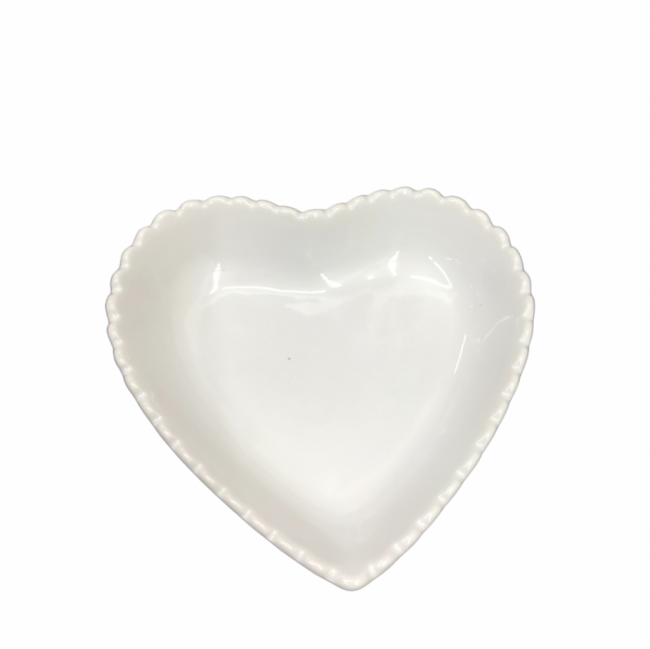 Bandeja Coração Branco Louça M(14Cx15,5Lx3,5A)
