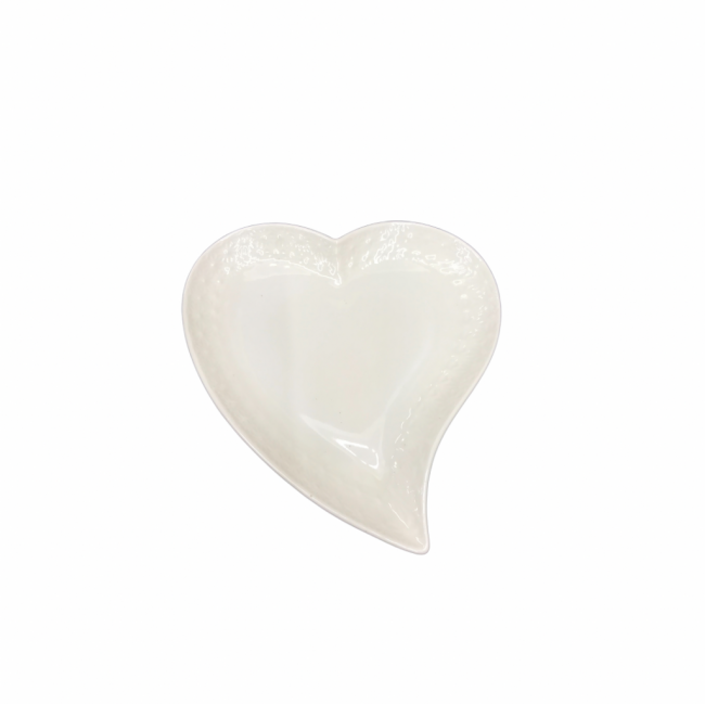 Bandeja Coração Branco Louça M (16Cx15,5L)