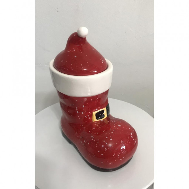 Bota Papai Noel Natal Vermelha Louça M AD (15,5Cx21A)