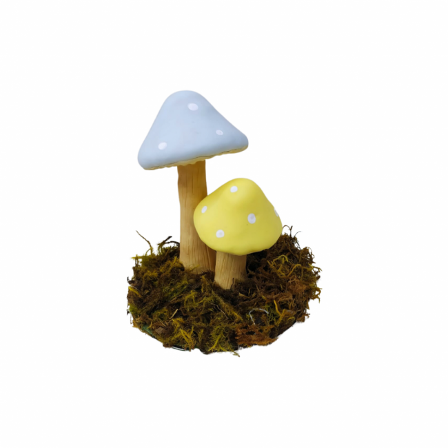Cogumelo decorativo M amarelo azul (16Ax15D)