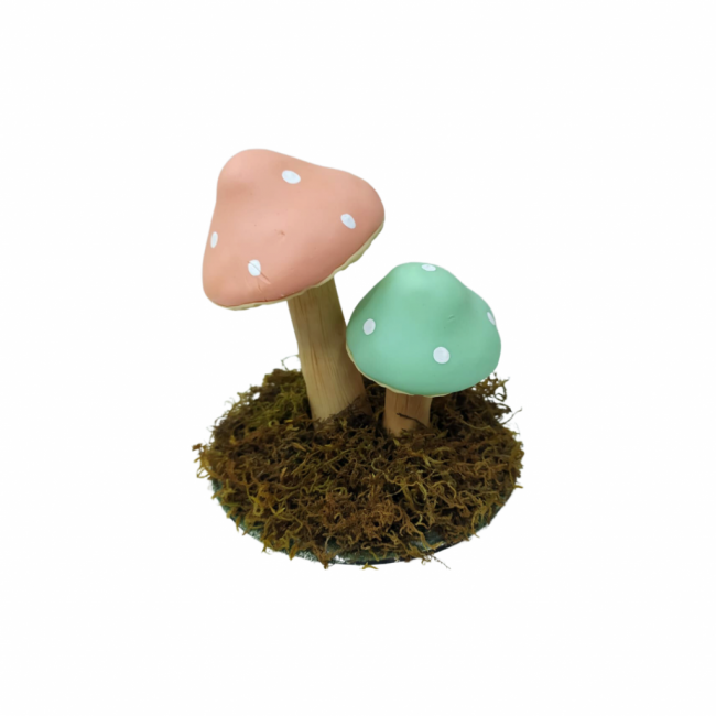 Cogumelo decorativo M rosa verde (16Ax15D)