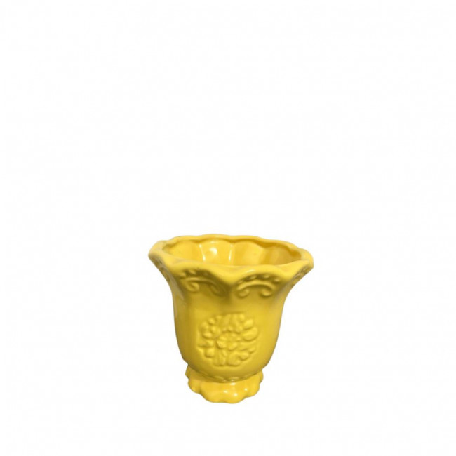 Vaso Amarelo Alto Redondo Louça M AD (13Dx14A)