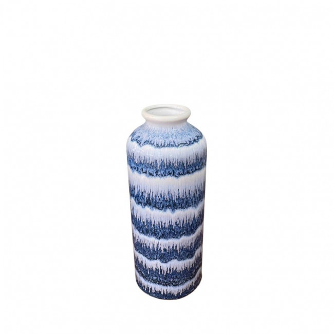 Vaso Azul com Branco Alto Louça G AD (13Dx32A)