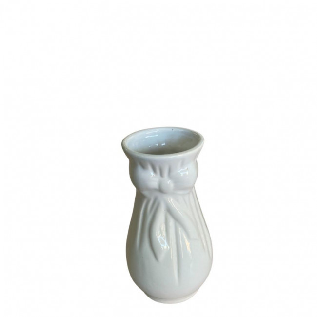 Vaso Branco De Laço Louça P (6Dx15,5A)