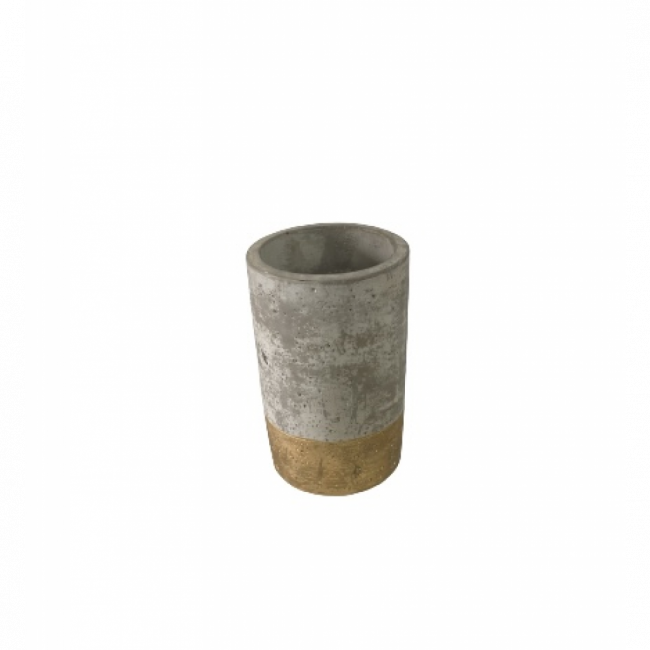 Vaso Cimento Cinza /Dourado P AD(8Dx12A)