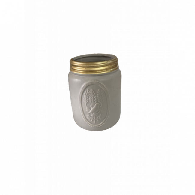 Vaso Cinza com Dourado em Cerâmica P SF(10Dx16A)