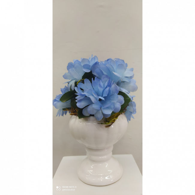 vaso com flor azul 15cm alt