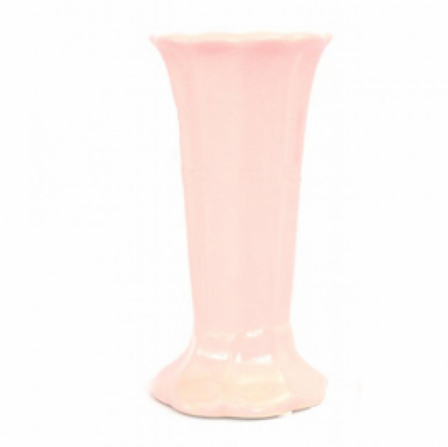 Vaso Rosa Candy Color Canelado Alto Cilindro Louça M ((12Dx25,5A)
