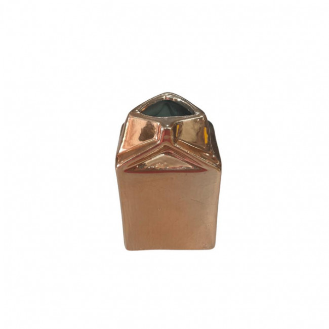 Vaso Rose Gold/ Bronze/Cobre Quadrado Louça PP (6Cx5Lx10,5A)