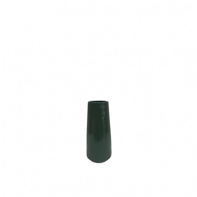 Vaso Verde Musgo Frisado Alto Cilindro Louça M (6Dx21A)